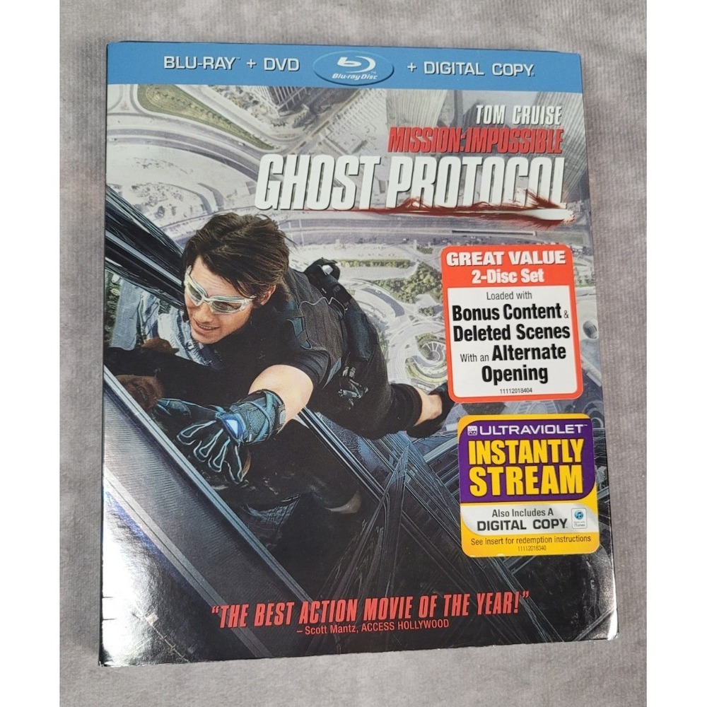 Mission Impossible Ghost Protocol Blu-ray DVD Combo Tom Cruise Action Spy Thrill